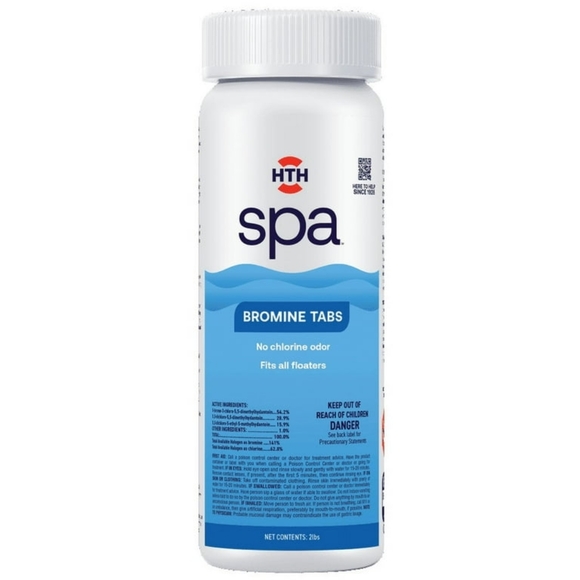 HTH Spa Bromine Tabs Chemical Sanitizer Tabs Tablets for Pools Hot Tubs, 2 lbs - Picture 1 of 4